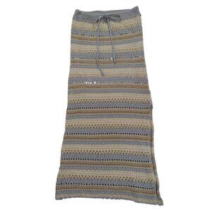 Jessica Simpson Womens Crochet Maxi Skirt With Drawstring Waist Stripes Size XS.